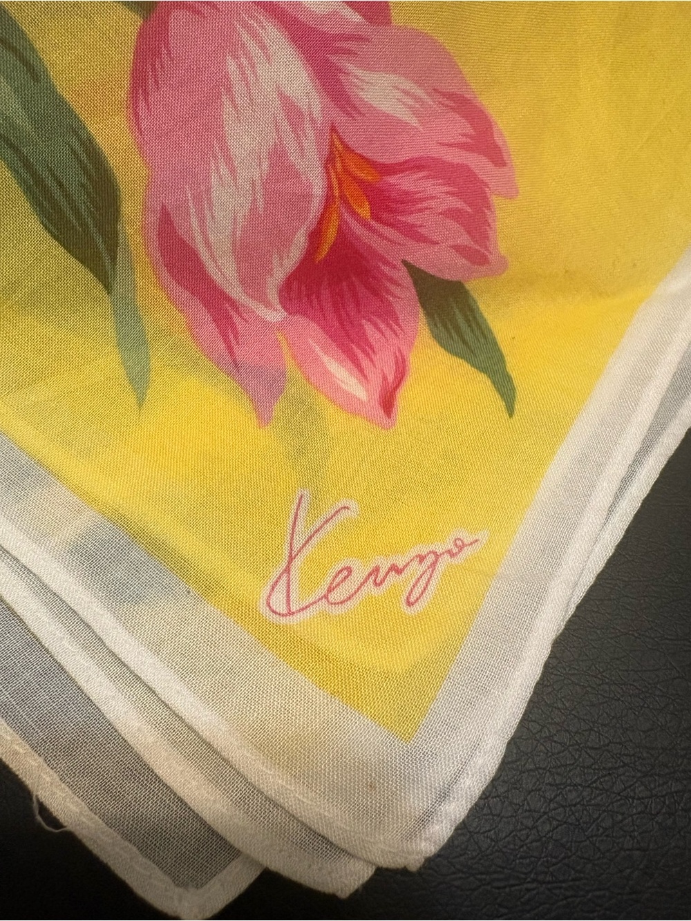 Kenzo Yellow Tulip Print square handkerchief - Picture 2 of 3